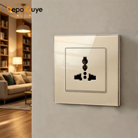 Prise murale universelle en verre trempé doré de luxe, prise UK 16A, USB Type C 18W, charge rapide, usage industriel, hôpital, maison, électrique