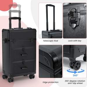 Valise de maquillage professionnelle en aluminium avec fermeture à cadenas, grande capacité, portable, pour les coiffeurs, utilisation en salon de beauté - Product Image 3
