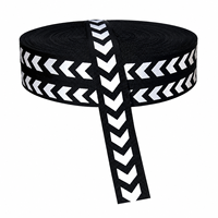Sangle élastique réfléchissante haute luminosité en jacquard à motif flèche, large, noire, en polyester/nylon, pour accessoires de vêtements de sport