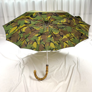 Parapluie pliant anti-vent tout-en-un de 23 pouces, 10 baleines, manuel, avec poignée en bambou camouflage, design classique courbé pour gentleman - Product Image 2