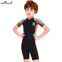 Maillot de bain une pièce avec fermeture éclair sur le devant, maillot de bain pour enfants, manches courtes, maillot de surf, garçon, rashguard de plongée, spandex/nylon anti-UV