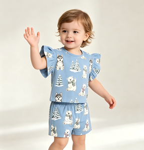 Completo Estivo per Bambine con Collo Rifinito, Resistente allo Sbiadimento e Antirestringimento, Morbido al Tatto, Maniche Corte e Pantaloncini, per Casa e Gioco Quotidiano - Product Image 3