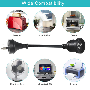 Kuncan สายไฟปลั๊กออสเตรเลียปลั๊กปลั๊กเสียบตัวผู้-ตัวเมียตัวป้องกันยางพีวีซีสำหรับเปลี่ยนสายไฟ AC - Product Image 4