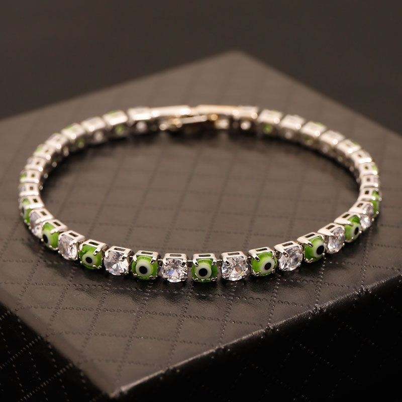 Bracelet Yeux Verts [Argent] 17cm