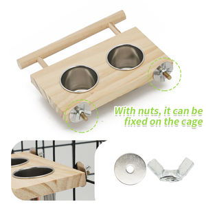 Mangeoire pour perroquets en acier inoxydable Abreuvoirs pour caille en bois Mangeoire pour pigeons avec noix Mangeoire pour oiseaux - Product Image 4