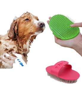 טבעת מתכווננת ידית כלב מטפח מברשת ידידותי לסביבה סיליקון ארוך/קצר שיער שמפו אמבט מברשת מרגיע עיסוי קטן - Product Image 1