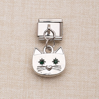 HP0288 Lot de breloques italiennes en acier inoxydable avec pendentifs modulaires en forme de poisson/chat/coeur/chaussure/soleil/lune pour bracelet DIY en gros