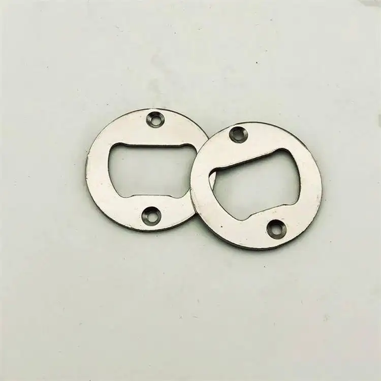 Part With Countersunk Holes Round Custom Shaped Metal Strong Polished Bottles Openers Insert Bottle Opener