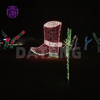 Grande botte de Noël lumineuse à LED pour la décoration de jardin, botte géante du Père Noël pour les fêtes