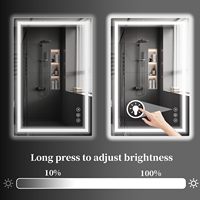 Miroir de salle de bain intelligent rectangulaire personnalisé à LED anti-buée avec écran tactile mural pour hôtels, villas et maisons