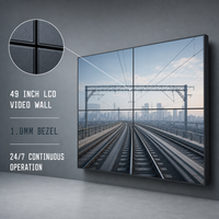 Mur vidéo LCD couleur industriel 49 pouces, cadre de 1,8 mm, luminosité 700 cd/m², fonctionnement continu 24/7 pour affichage ferroviaire