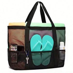 Sac de plage fourre-tout imperméable grande capacité avec logo personnalisé, doublure en polyester, idéal pour le shopping, les voyages et les accessoires de natation (vente en gros) - Product Image 1