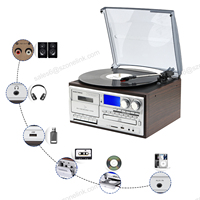 Hochwertiges Heim-Audiosystem Multifunktions-Drehknopf Musik USB/TF-Aufnahme All-in-One Plattenspieler mit Externen Lautsprechern