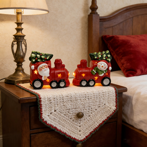 Luces <span class=keywords><strong>de</strong></span> Tren <span class=keywords><strong>de</strong></span> Santa Claus y <span class=keywords><strong>Muñeco</strong></span> <span class=keywords><strong>de</strong></span> <span class=keywords><strong>Nieve</strong></span> Pintadas en Terracota - Adornos Decorativos Navideños para Mesa <span class=keywords><strong>de</strong></span> Noche con Brillo LED - Product Image 1