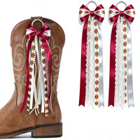 Pendentif nœud en ruban pour bottes de cowboy, accessoires de chaussures à pompon, breloque pour bottes d'école