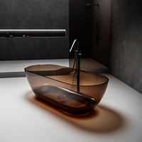 Baignoire autoportante moderne et écologique en résine avec massage et égouttoir pour salle de bain