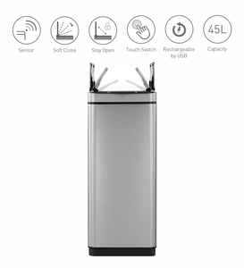 Poubelles intelligentes en acier inoxydable pour la maison, le bureau et la cuisine, 9L, 12L, 15L, 50L, 60L, 70L, ouverture automatique sans contact, capteur, poubelles à déchets - Product Image 3