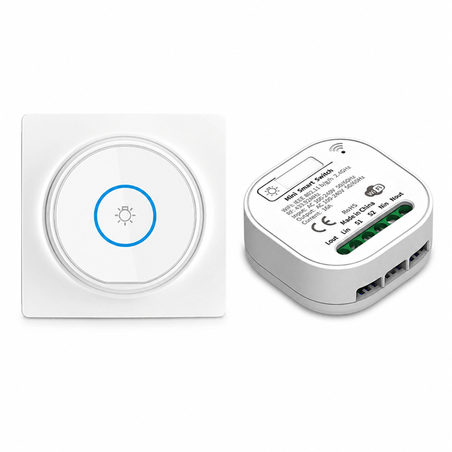 Intellect Wireless WiFi Remote Control Home Light Switch 1-Gang IP44 Waterproof ABS PC Material Wall Switch 16A WiFi 110-250V