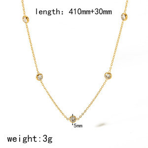 18K Gold Zircon <b>Titanium</b> Steel Necklace Set With Diamond Setting Stainless Steel Clavicle <b>Chain</b> Jewelry For Party - Product Image 4