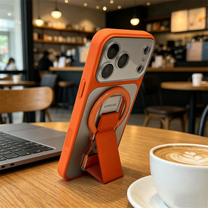เคสโทรศัพท์แบบพับได้ใสพร้อมที่ยึดแม่เหล็ก แหวนจับโทรศัพท์แบบยูนิเวอร์แซล ที่วางโทรศัพท์แบบแม่เหล็ก สายคล้องนิ้วแบบพับได้ - Product Image 6