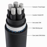 Cable de alimentación sumergible industrial de 50 bar, 0.6/1kV, cobre estañado, cubierta CSM, aislamiento flexible de EPR, hermético, para bomba de pozo profundo