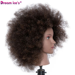 Dream Ice's Hair noir tête d'entraînement cheveux humains <span class=keywords><strong>afro</strong></span>-américain <span class=keywords><strong>Salon</strong></span> pratique coiffeur formation Mannequin tête de poupée factice - Product Image 5