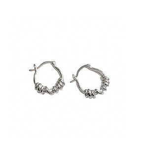 Boucles d'oreilles créoles en argent sterling S925, design géométrique circulaire, argent 925, à porter au quotidien - Product Image 5