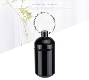 Mini Hợp kim nhôm Pocket Pill chai lưu trữ trường hợp Keychain với kim loại móc chìa khóa - Product Image 5
