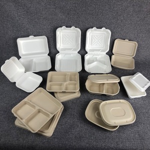 Biodegradable Pulp Box Biodegradable Pulp Molded Disposable Fast Food Takeaway Packaging Sugarcane Bagasse Lunch Box
