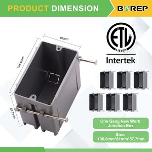 グレーエンクロージャー<span class=keywords><strong>PVC</strong></span>スイッチコンセント新作電気ジャンクションボックス1ギャング22.5立方インチネイルオン - Product Image 2