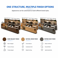 Vitrine de présentation moderne pour café, système de comptoir modulaire avec éclairage LED, étanche et robuste, idéal pour les magasins de marque