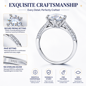 Anello di Fidanzamento Classico in Argento Sterling 925, Anello Nuziale con Zirconia Cubica, Taglio Ovale a Cuore, Set di Anelli Solitari da Sposa Impilabili per Donne - Product Image 3