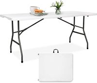 Table pliante rectangulaire en plastique de 1,8 m, idéale pour l'extérieur, les banquets de jardin, les événements et les dîners, avec poignée de transport – Vente chaude directe usine