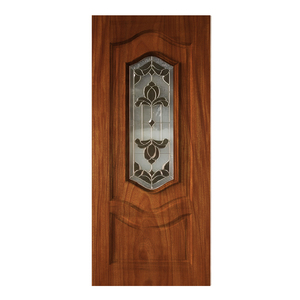 Porte de chambre en bois massif de style moderne GA-23G, design courbé, avec vitraux, pour appartement - Product Image 3