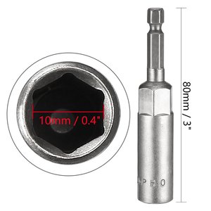 Deepened Socket 10mm 80mm Long 1/4 In Drive For Electric Pneumatic Screwdrivers Industrial Grade - Product Image 1