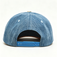 Casquettes de baseball en jean bleu personnalisées à 5 panneaux avec broderie 3D, style Dad Hat, imprimé léopard sur la visière, pour cowgirl, avec fermeture Snapback