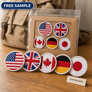 Set di 5 Toppe Ricamate con <span class=keywords><strong>Bandiere</strong></span> Nazionali (USA, Regno Unito, Canada, Germania, Giappone) Termoadesive per Zaini e Bagagli Personalizzabili - Product Image 1