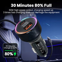 Encendedor de Cigarrillos Eléctrico USB Tipo C para Teléfonos Android, Cargador de Coche 60W PD QC 3.0, Toma USB C de 30W, 2 Puertos de Carga Rápida de Fábrica
