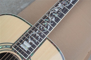 Flyoung Natural Wood Color 41 Inch Acoustic Guitar D45 Model <b>Top</b> Solid Classical Guitar Flower Inlay - Product Image 4