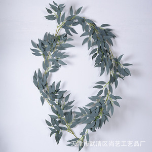 Usine d'arts et d'artisanat Shangyi, feuilles de saule simulées, guirlandes de fleurs en soie, décorations de plafond pour mariage, vert, blanc, gris - Product Image 4