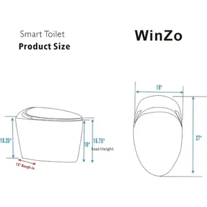 Asiento de inodoro inteligente de lujo con bidé, diseño moderno alargado en forma de huevo, apertura automática, doble descarga, asiento calefactable ajustable, agua caliente, plástico - Product Image 6