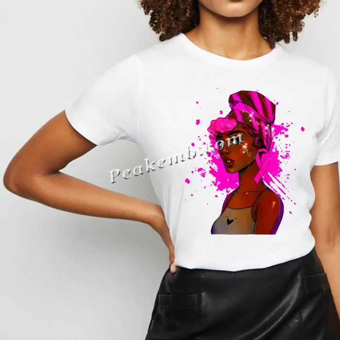 Özel ekim biz pembe meme kanseri bilinçlendirme tasarım pamuklu yuvarlak boyun  kadın moda grafik tişörtler