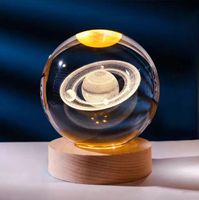 60mm 3D Cristal Lumières Lampe Glowing Planetary Galaxy Veilleuse avec Gravé Décor De Noël Décor À La Maison Cadeau Sculpté À La Main