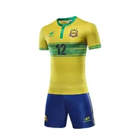Klassische Design Gelb Brasilien Fußball Jersey Atmungsaktiv Schnell Trocknend Fußball Fußball Jersey