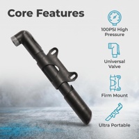 Pompe à vélo portable légère en plastique avec manomètre 80-130 PSI pour vélos de montagne et de route