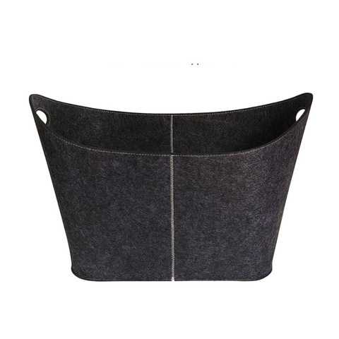 Large Capacity Vintage Felt Firewood Storage Bag & Basket for Fireplace