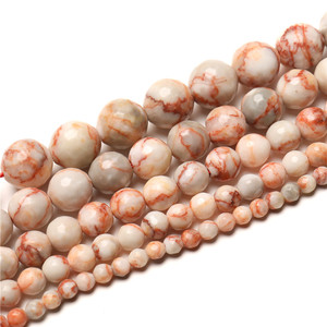 Vente en gros de pierre naturelle de haute qualité 4/6/8/10/12mm à facettes rouge réseau jaspe perles rondes en vrac pour la fabrication de bijoux - Product Image 1