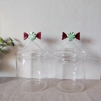 Bocal à bonbons en verre borosilicaté transparent soufflé à la main avec couvercle Boîte de rangement unique pour le stockage quotidien des aliments dans la cuisine