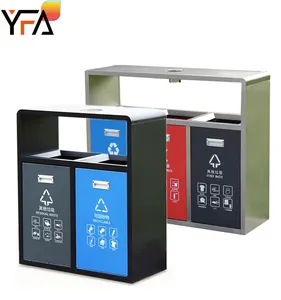 Rectangular Commercial Outdoor Eco Garden Large Dustbin Recycling Bin Hot Sale City Street Municipal Steel Waste Can for Park