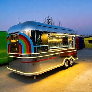 Chariot de restauration mobile à motif arc-en-ciel, design extérieur coloré pour la vente de desserts, de collations et de boissons, en acier poli avec motifs vibrants - Product Image 3